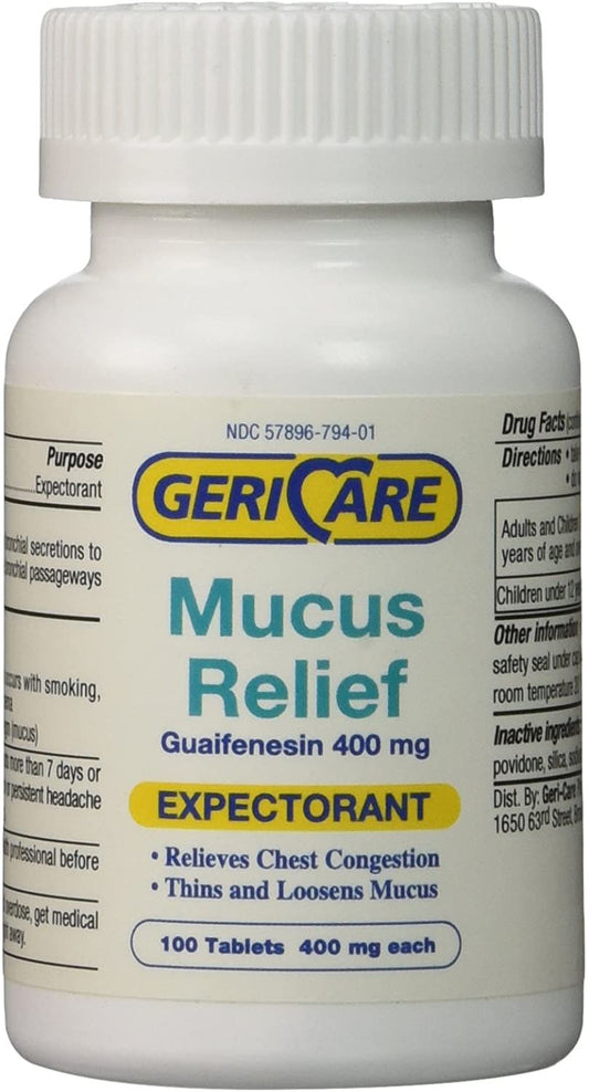 Mucus Relief Tablets by  | Expectorant for Chest Congestion Relief | Guaifenesin 400Mg | 100 Count Bottle