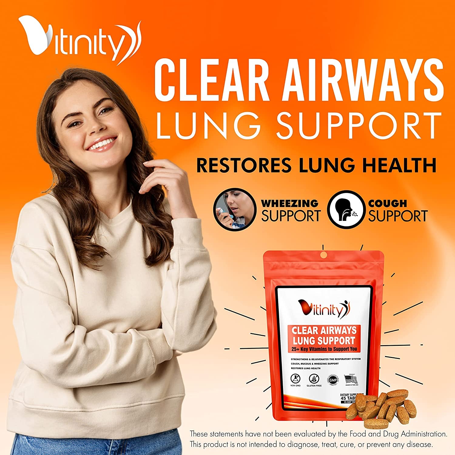 Lung Cleanse Respiratory Immune Support Supplement,25+Key Ingredient Lung Health Detox for Breathing, Asthma, Seasonal Allergy Tablet(15 Day)